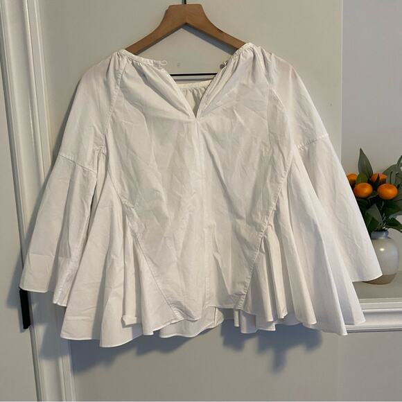Co Essentials White Cotton Long Sleeve Drapey Top Blouse Small - Picture 5 of 10